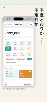 特別費を記録する画面。金額・日付・分類と、予定どおりか予定外かを選ぶ